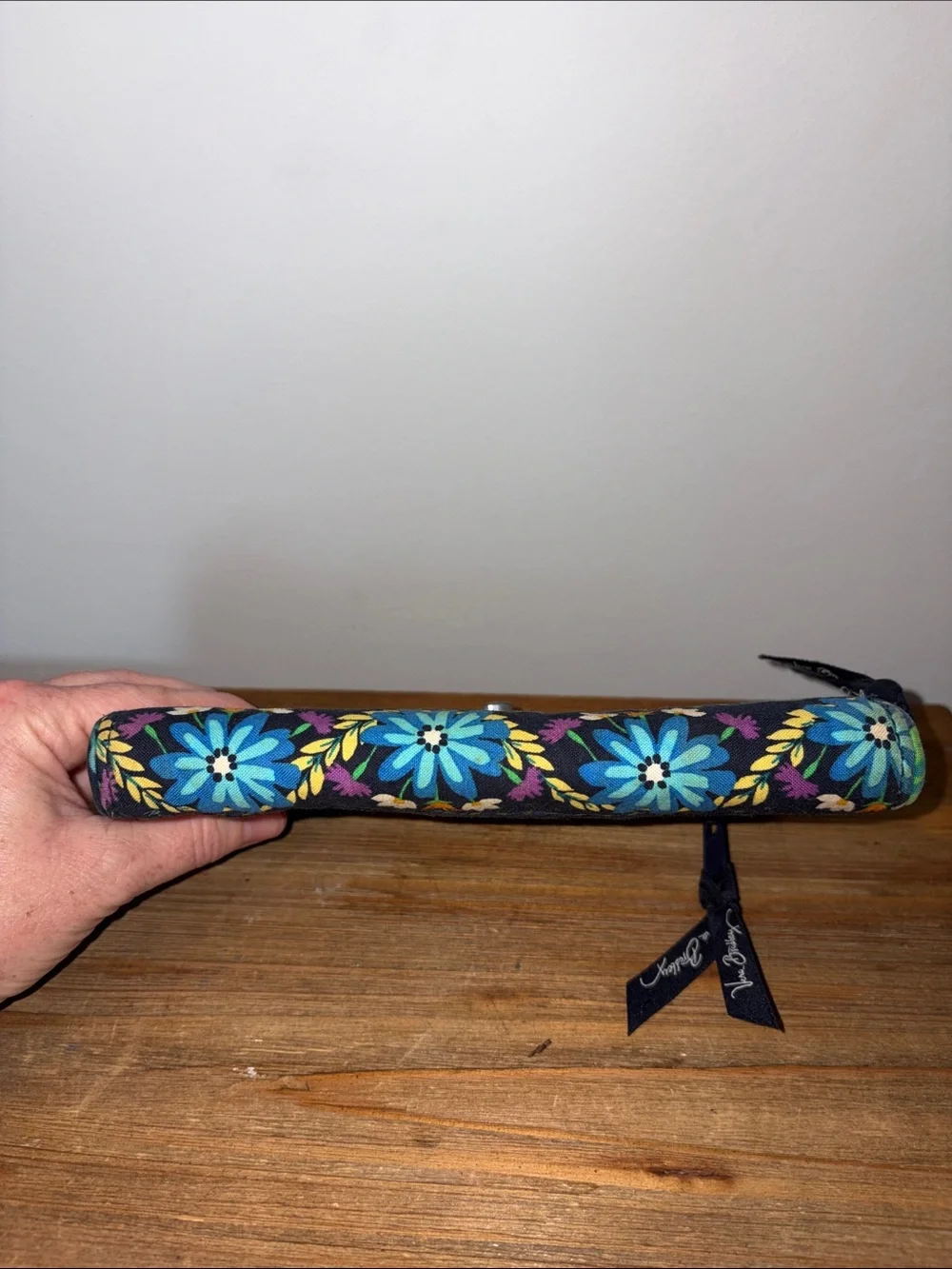 Vera Bradley Black Floral Zip Wallet with Blue & Orange Accents - Picture 6 of 8